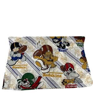 Vintage 80s NFL Team Huddles Mascots Standard Pillow Case Multicolor 29x19